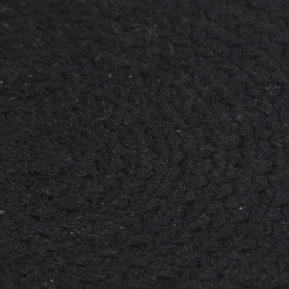 Placemats 4 pcs Plain Black 38 cm Round Cotton