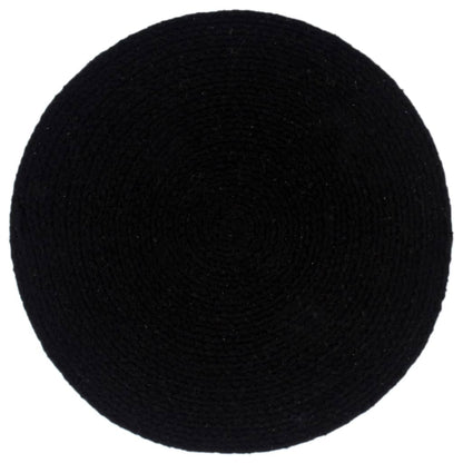 Placemats 6 pcs Plain Black 38 cm Round Cotton