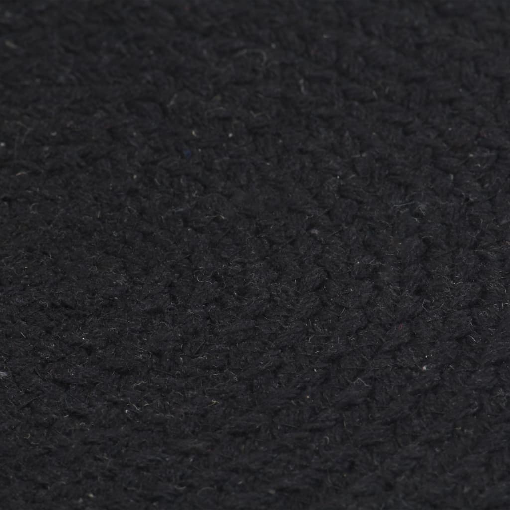 Placemats 6 pcs Plain Black 38 cm Round Cotton