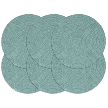 Placemats 6 pcs Plain Green 38 cm Round Cotton