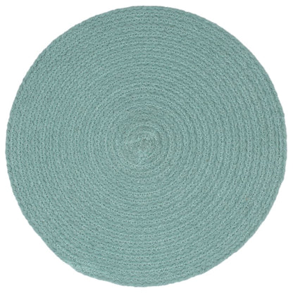 Placemats 6 pcs Plain Green 38 cm Round Cotton