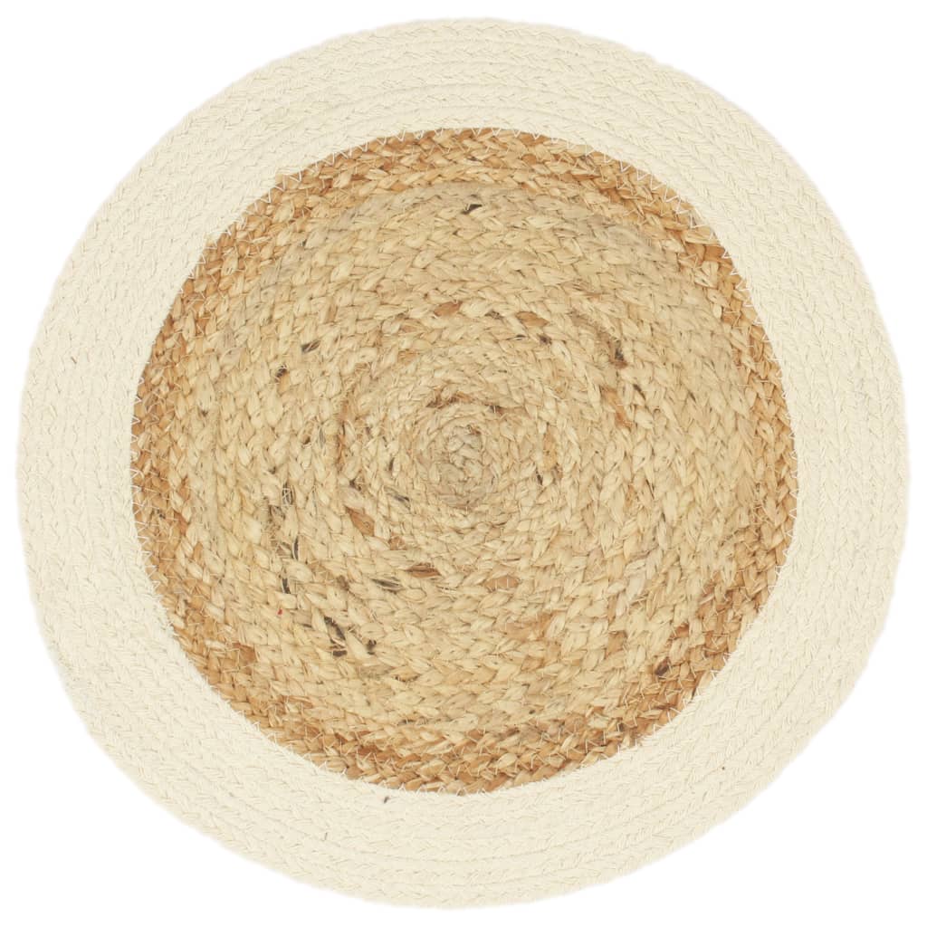 Placemats 6 pcs Plain Natural 38 cm Round Jute and Cotton
