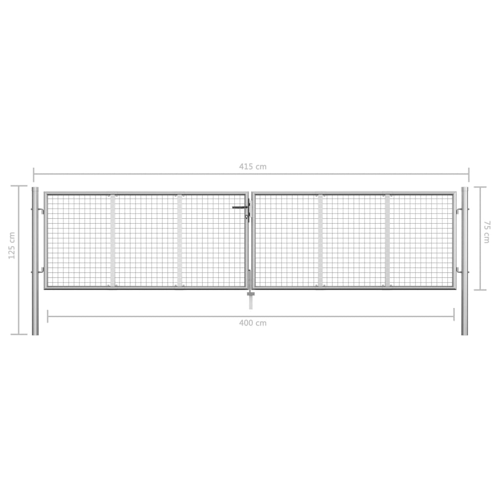 Garden Gate Galvanised Steel 415x75 cm Silver