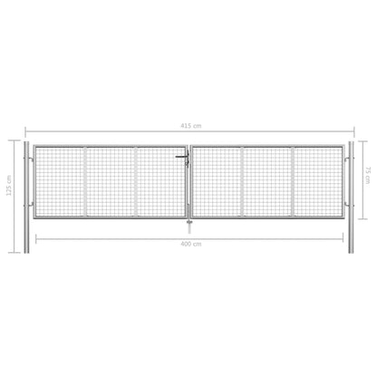 Garden Gate Galvanised Steel 415x75 cm Silver