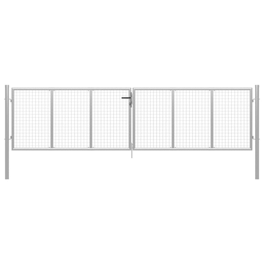 Garden Gate Galvanised Steel 415x100 cm Silver