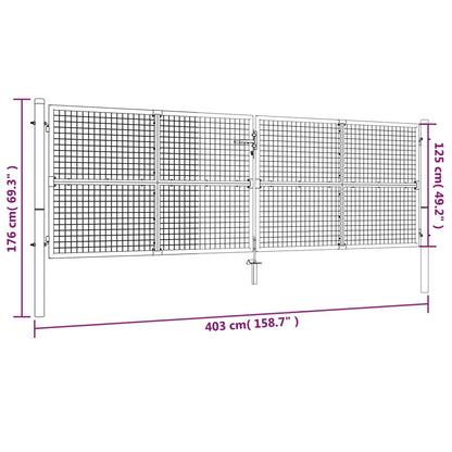 Garden Gate Galvanised Steel 415x125 cm Silver