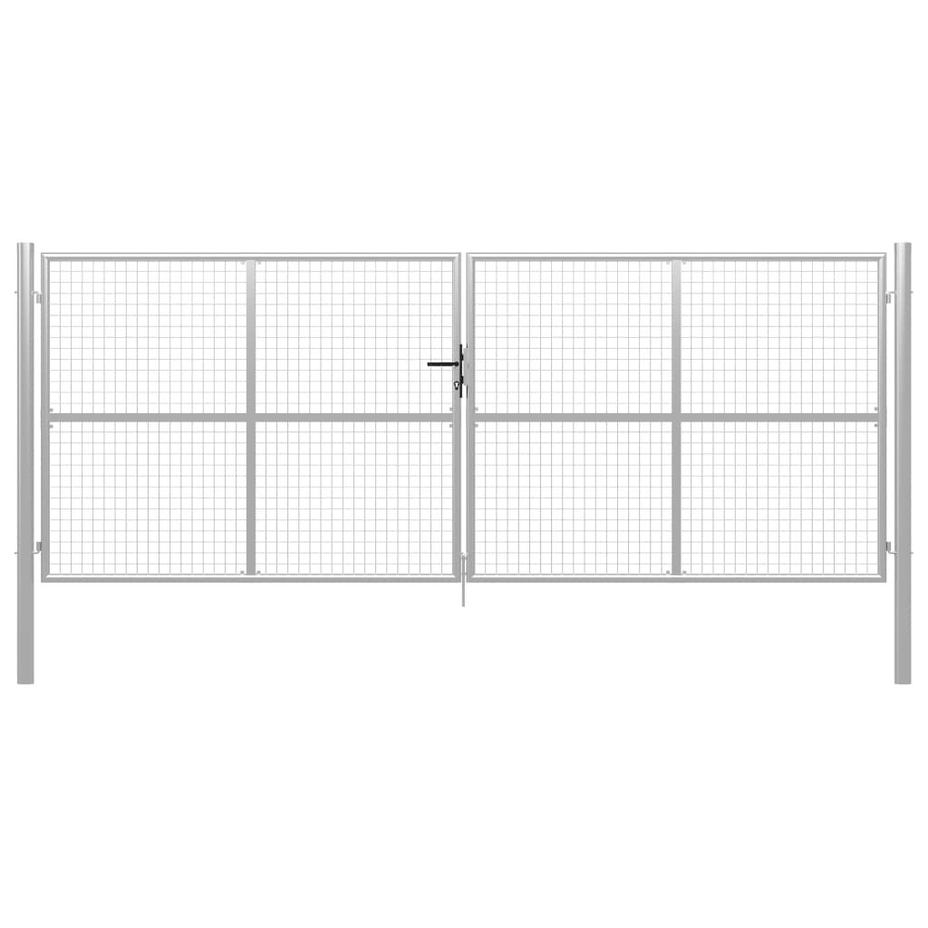 Garden Gate Galvanised Steel 415x150 cm Silver