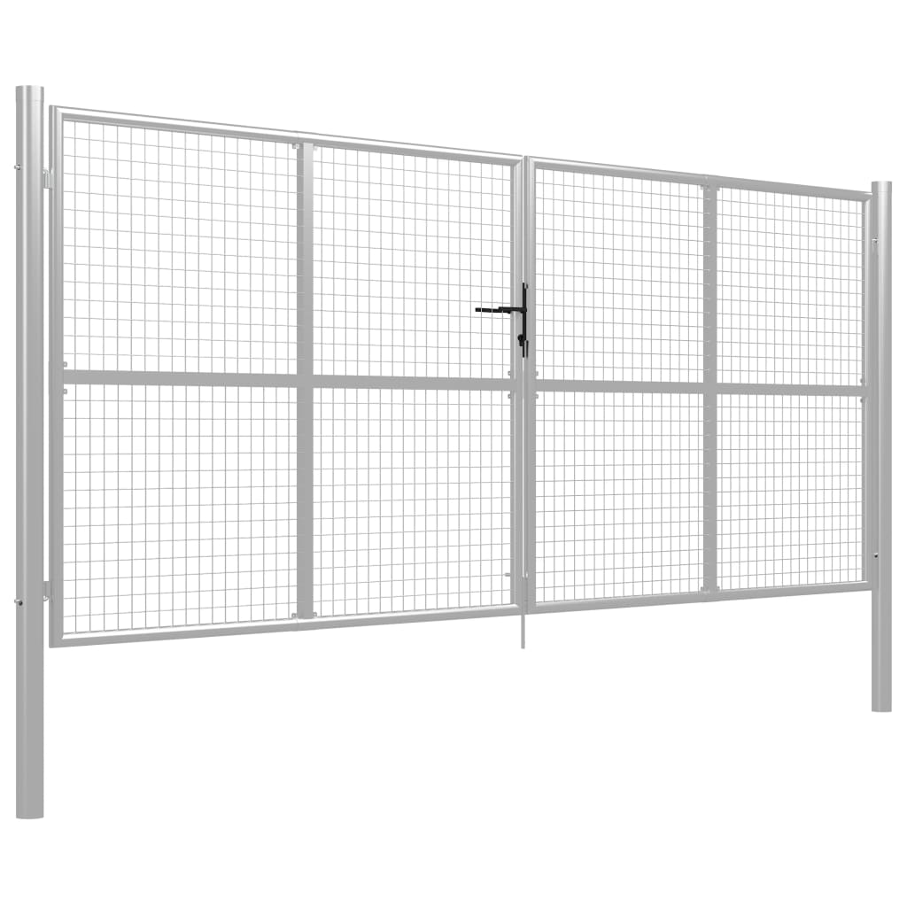 Garden Gate Galvanised Steel 415x150 cm Silver