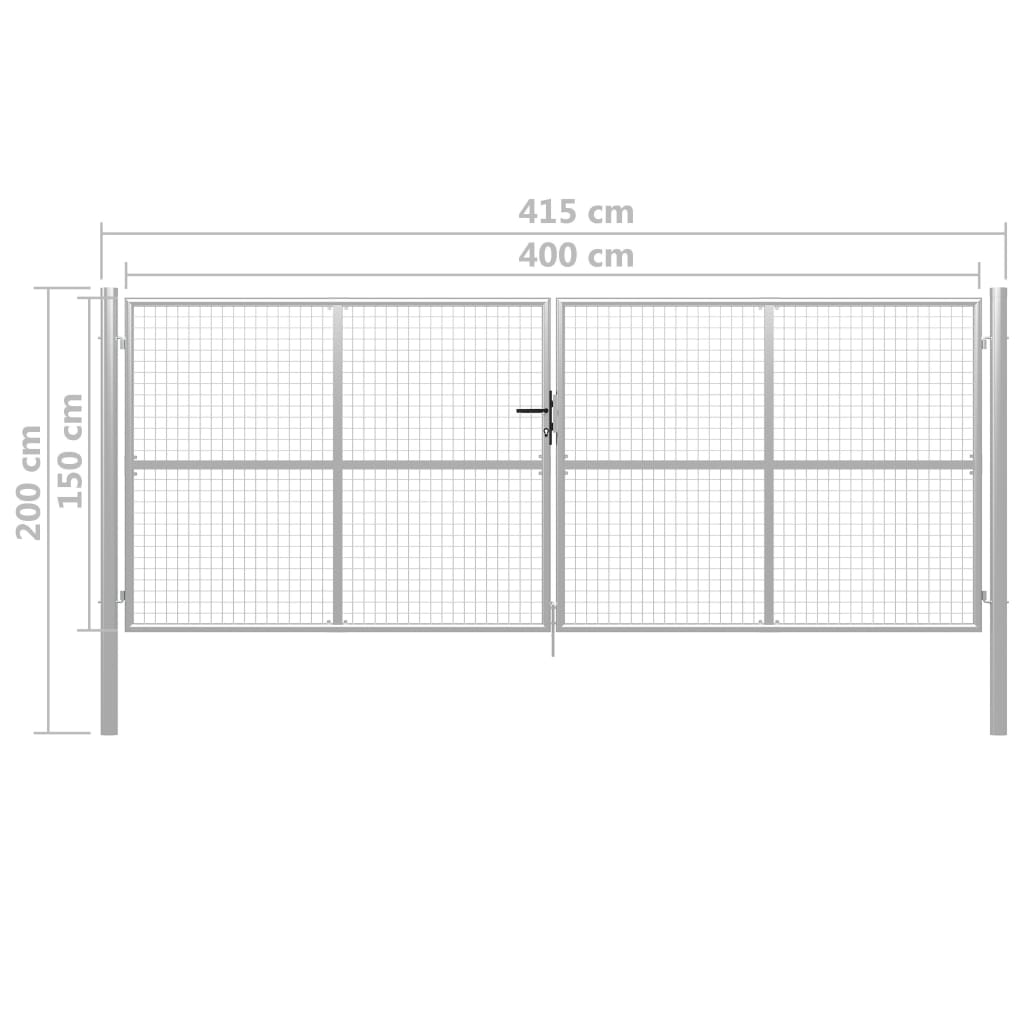 Garden Gate Galvanised Steel 415x150 cm Silver
