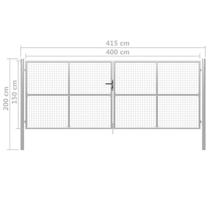 Garden Gate Galvanised Steel 415x150 cm Silver
