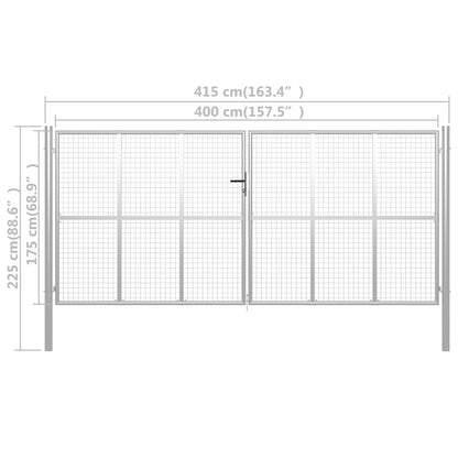 Garden Gate Galvanised Steel 415x175 cm Silver