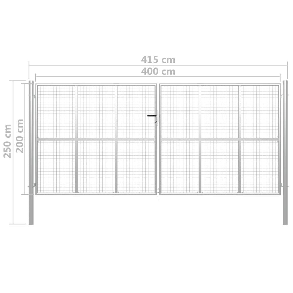 Garden Gate Galvanised Steel 415x200 cm Silver