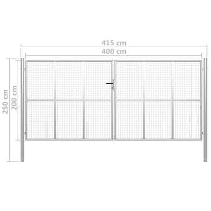 Garden Gate Galvanised Steel 415x200 cm Silver