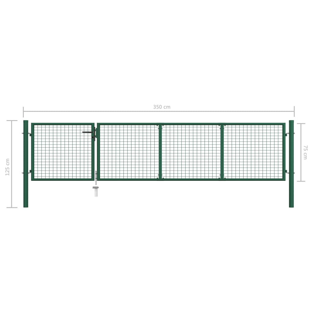 Garden Gate Steel 350x75 cm Green