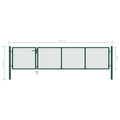 Garden Gate Steel 350x75 cm Green
