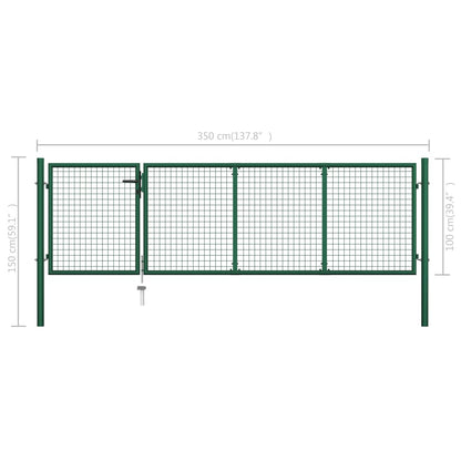 Garden Gate Steel 350x100 cm Green