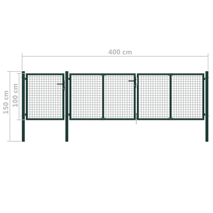 Garden Gate Steel 400x100 cm Green