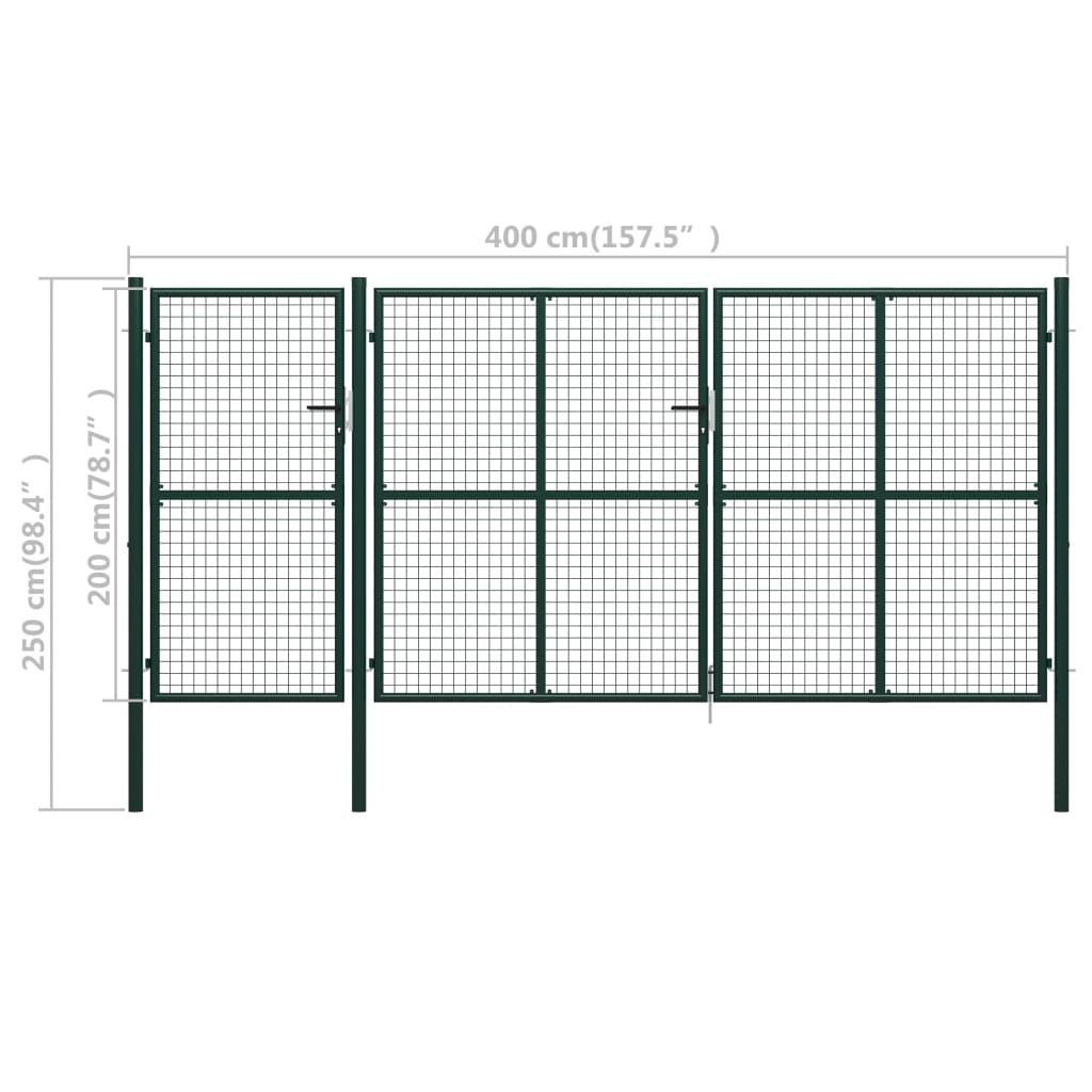 Garden Gate Steel 400x200 cm Green