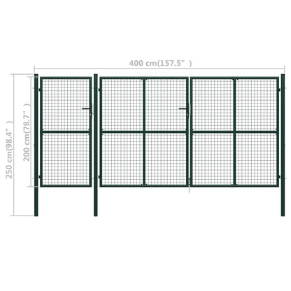 Garden Gate Steel 400x200 cm Green