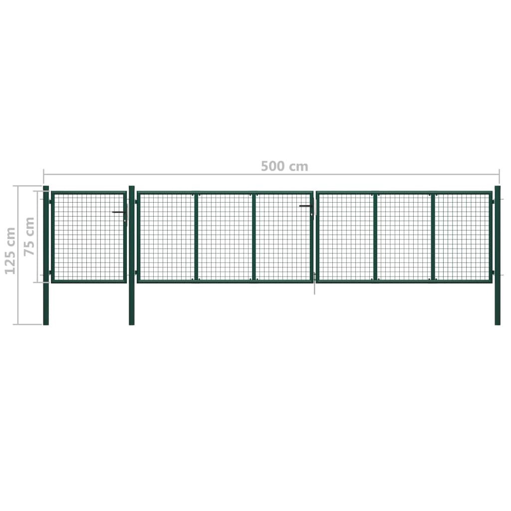 Garden Gate Steel 500x75 cm Green