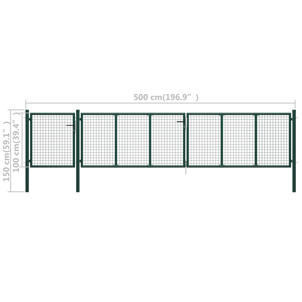 Garden Gate Steel 500x100 cm Green