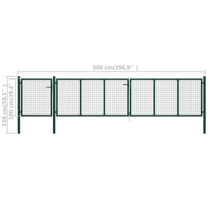 Garden Gate Steel 500x100 cm Green