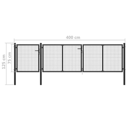 Garden Gate Steel 400x75 cm Anthracite