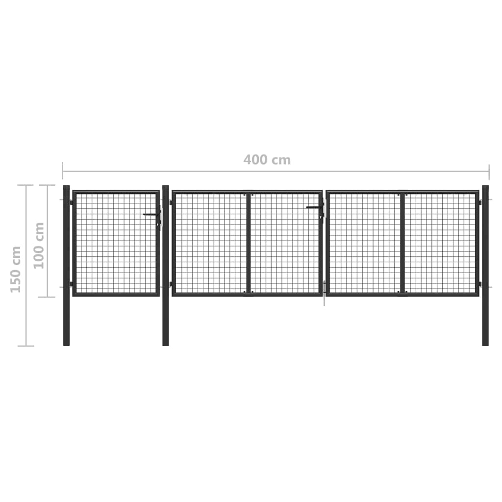 Garden Gate Steel 400x100 cm Anthracite