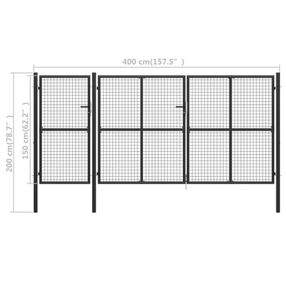 Garden Gate Steel 400x150 cm Anthracite