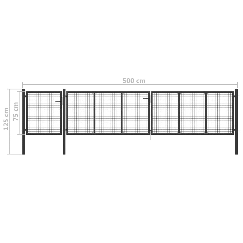 Garden Gate Steel 500x75 cm Anthracite