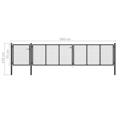Garden Gate Steel 500x75 cm Anthracite