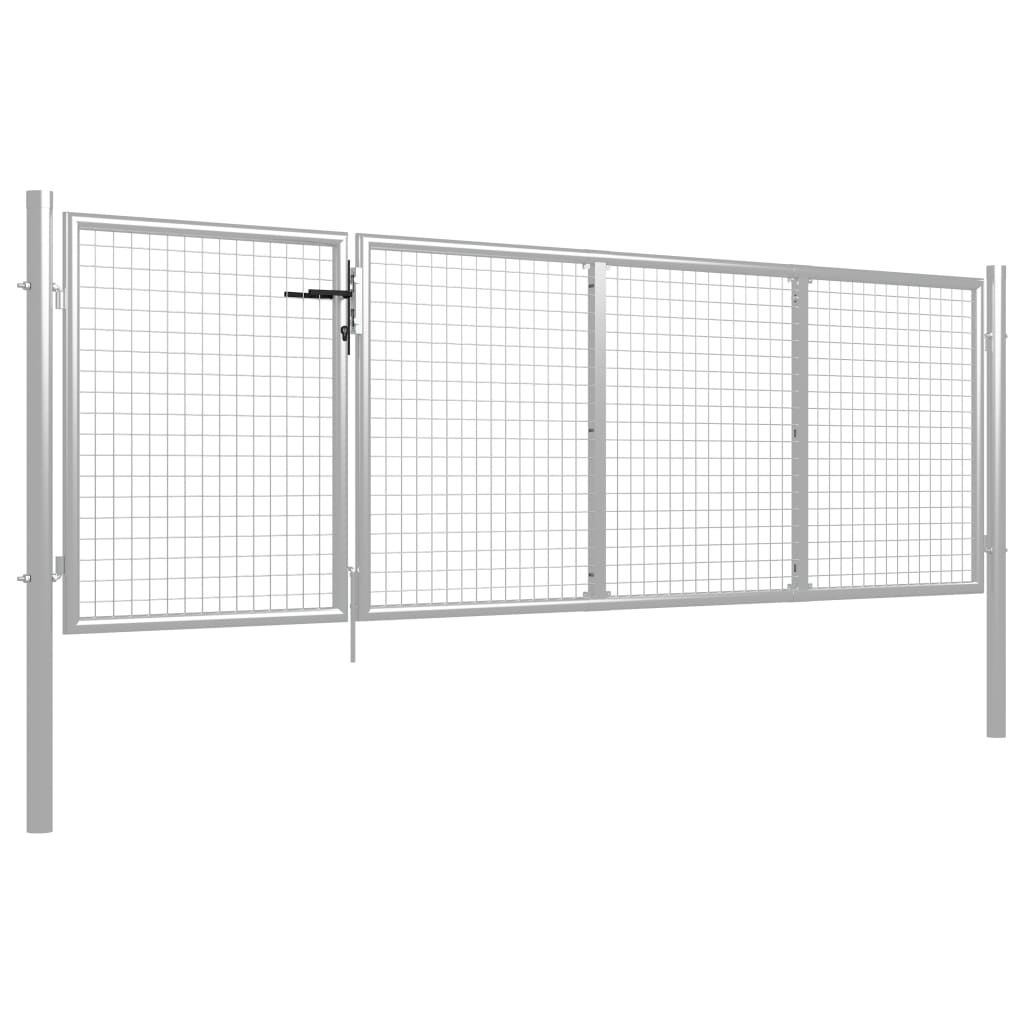 Garden Gate Steel 350x75 cm Silver