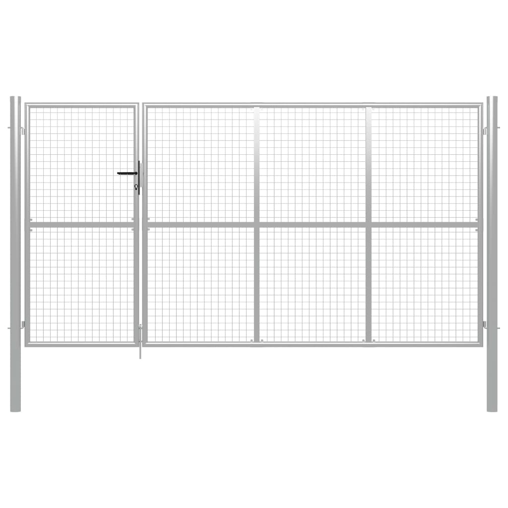 Garden Gate Steel 350x150 cm Silver