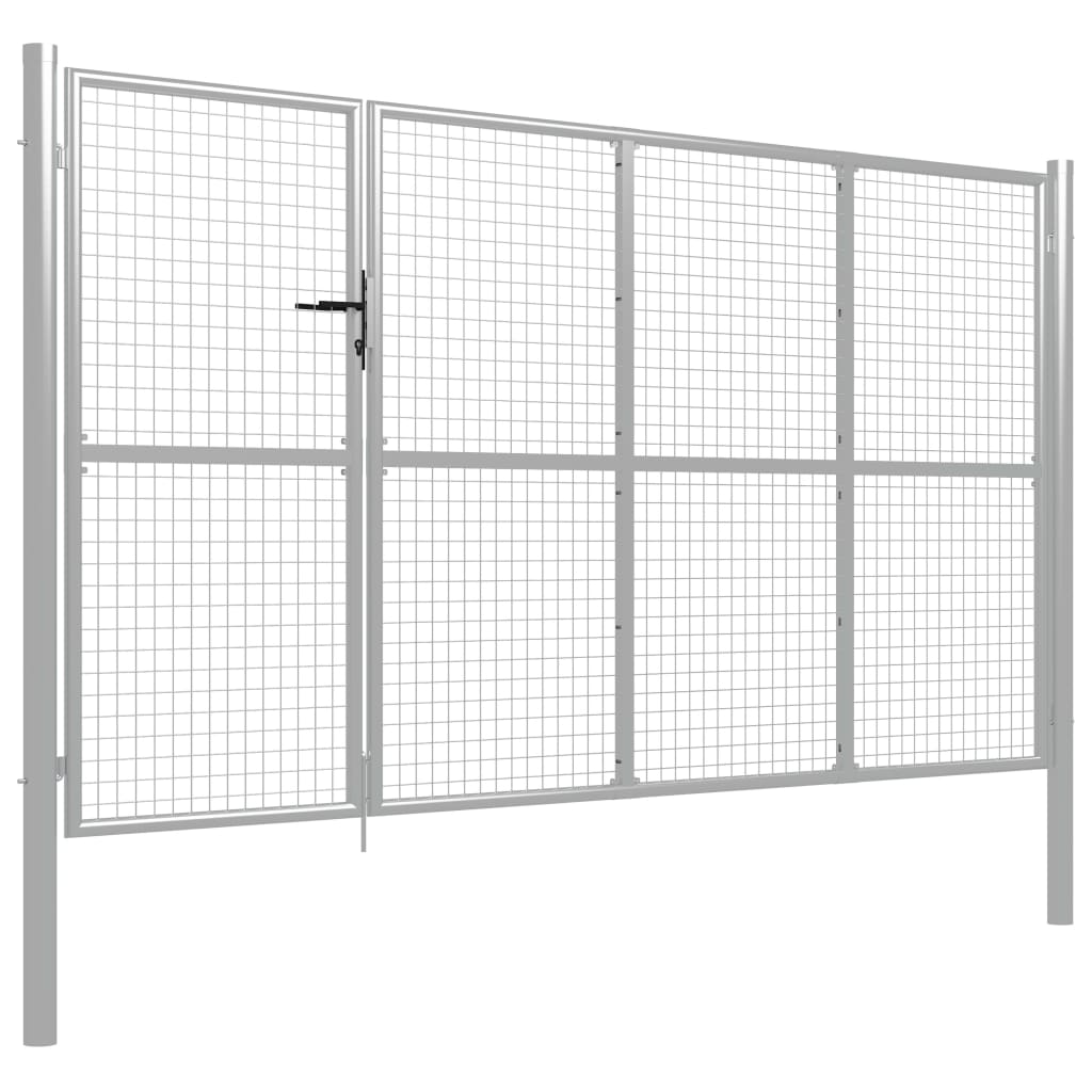 Garden Gate Steel 350x150 cm Silver