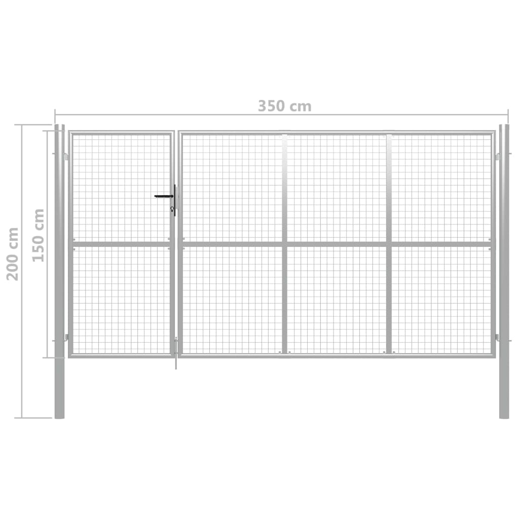 Garden Gate Steel 350x150 cm Silver