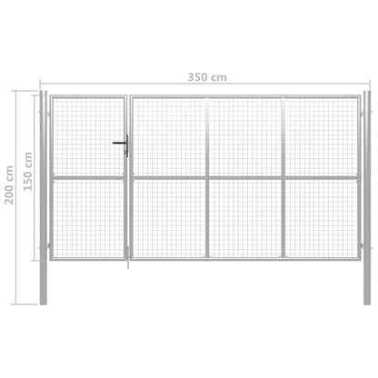 Garden Gate Steel 350x150 cm Silver