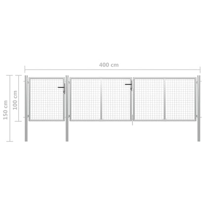 Garden Gate Steel 400x100 cm Silver