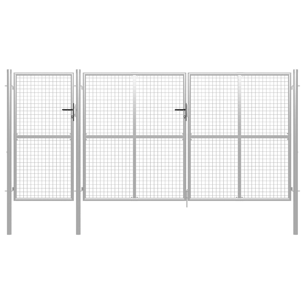 Garden Gate Steel 400x150 cm Silver