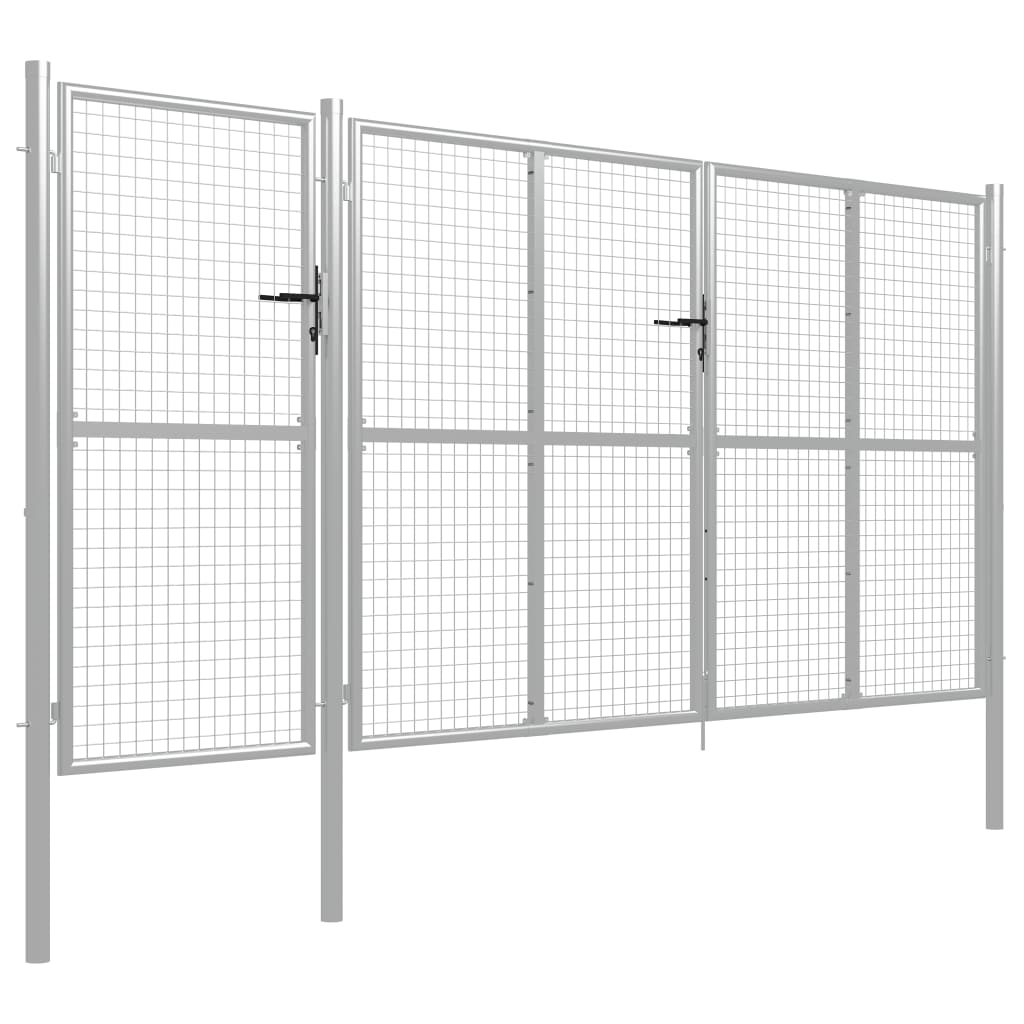 Garden Gate Steel 400x150 cm Silver