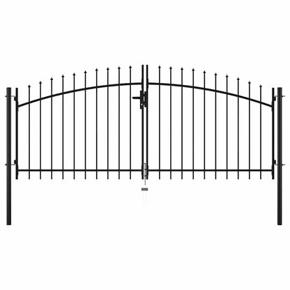 Double Door Fence Gate with Spear Top 300x150 cm
