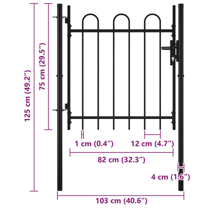 Single Door Fence Gate with Hoop Top 100 x 75 cm