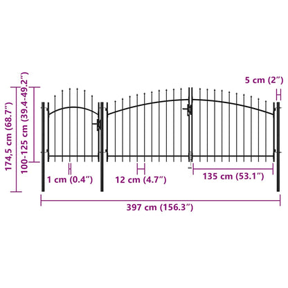 Garden Gate Steel 1.75x4 m Black