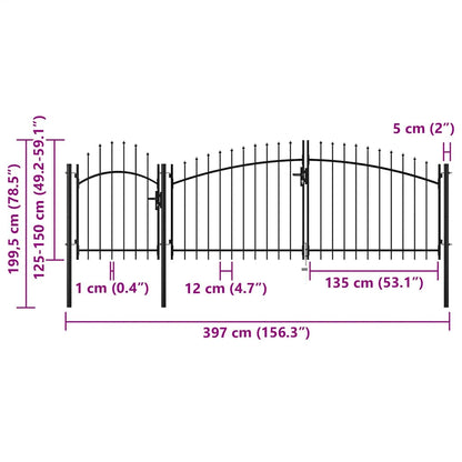 Garden Gate Steel 2x4 m Black