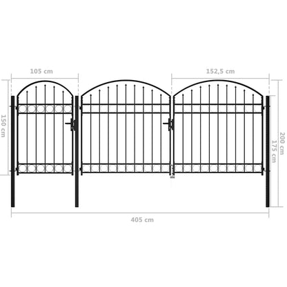 Garden Gate Black 200 x 400 cm Steel