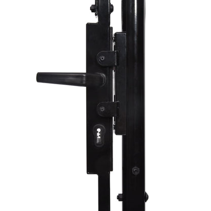 Garden Fence Gate with Arched Top Steel 1.75x5 m Black