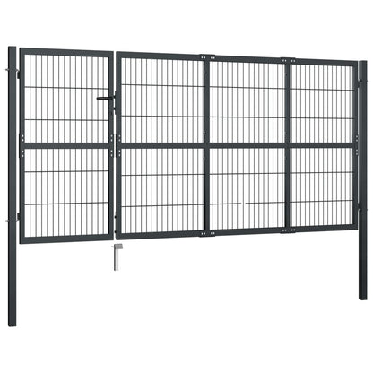 Garden Gate with Posts Steel 350x120 cm Anthracite
