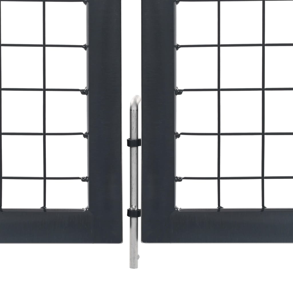 Garden Gate with Posts Steel 350x120 cm Anthracite