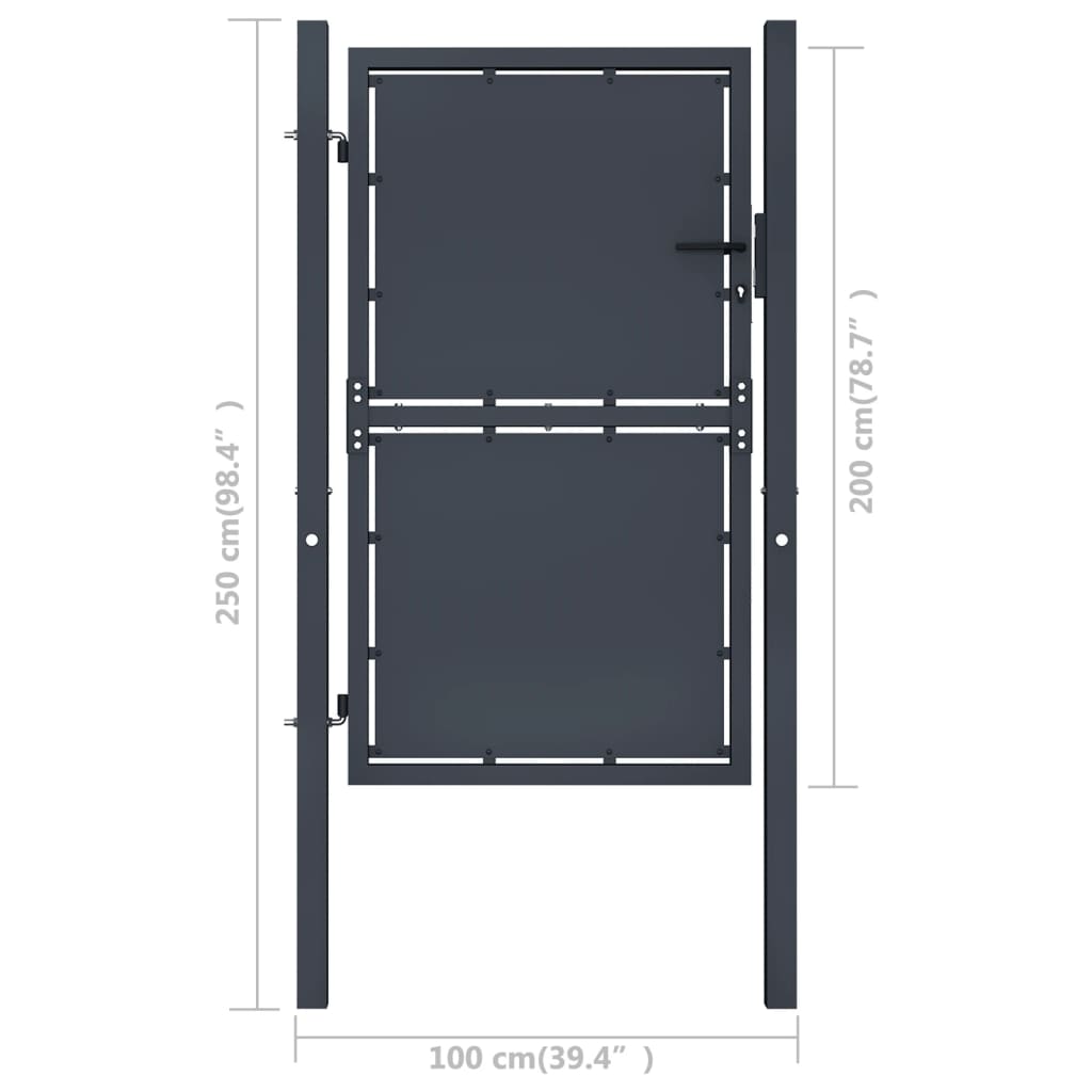 Garden Gate Steel 100x200 cm Anthracite