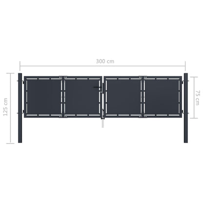 Garden Gate Steel 300x75 cm Anthracite