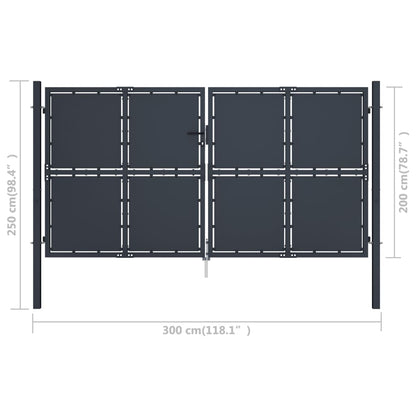 Garden Gate Steel 300x200 cm Anthracite